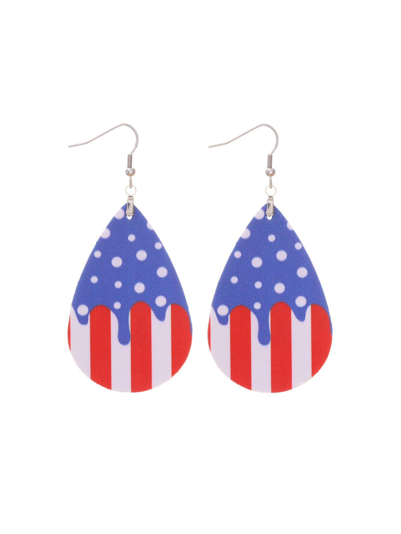 Wholesale Independent Day Stripe Star Water Drops American PU Leather Ear Ring